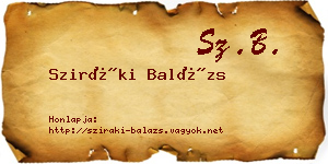 Sziráki Balázs névjegykártya